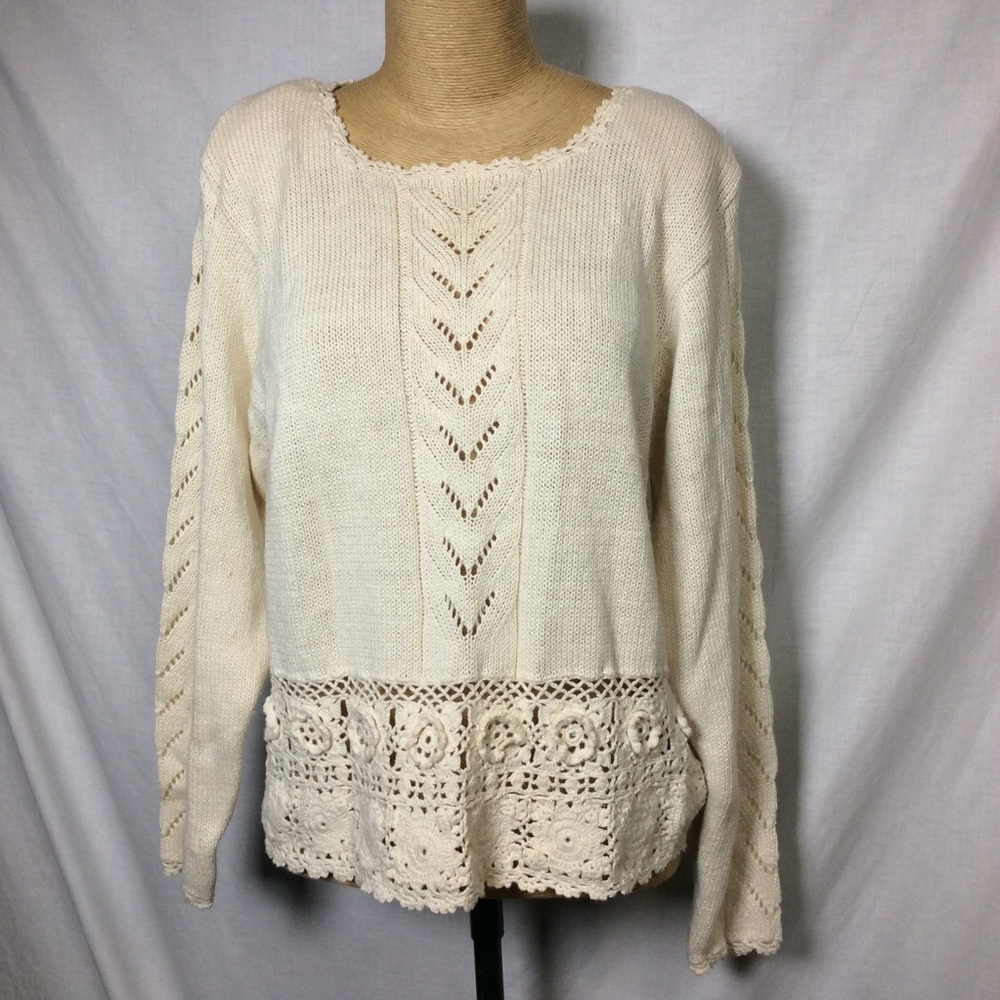 Hunters Run Women’s Cream VTG Sweater, Sz Small